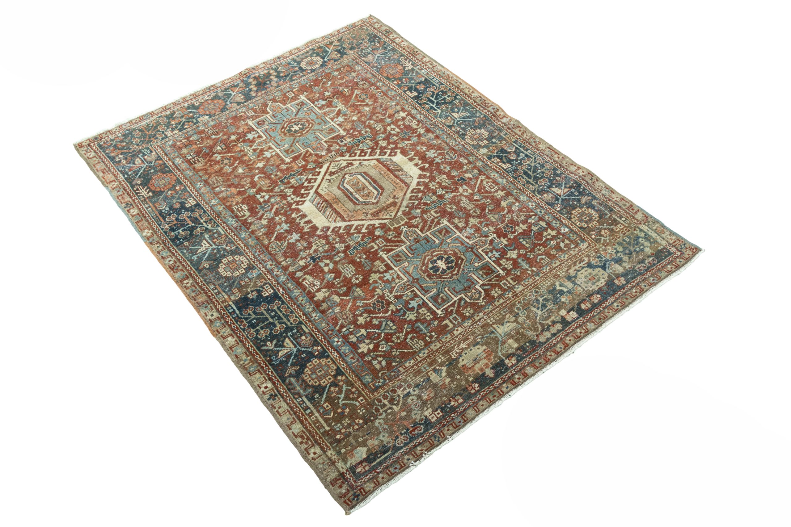 Rug# 48070, vintage Karajeh Heriz, wool pile, natural vegetable dyes, circa 1935, size 188x142 cm (3)