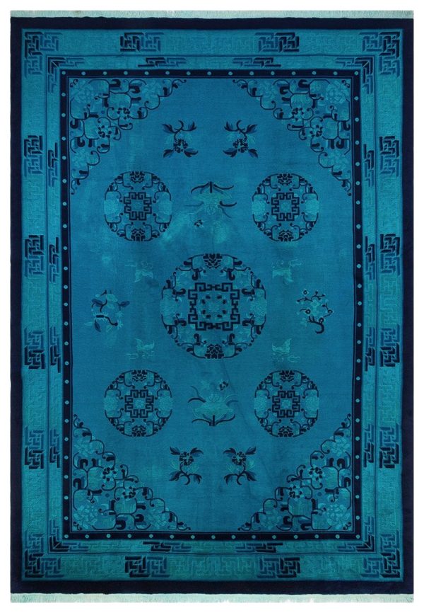 Rug# 68712, Overdyed vintage Art-deco style Chinese rug from 1920, size 309x216 cm
