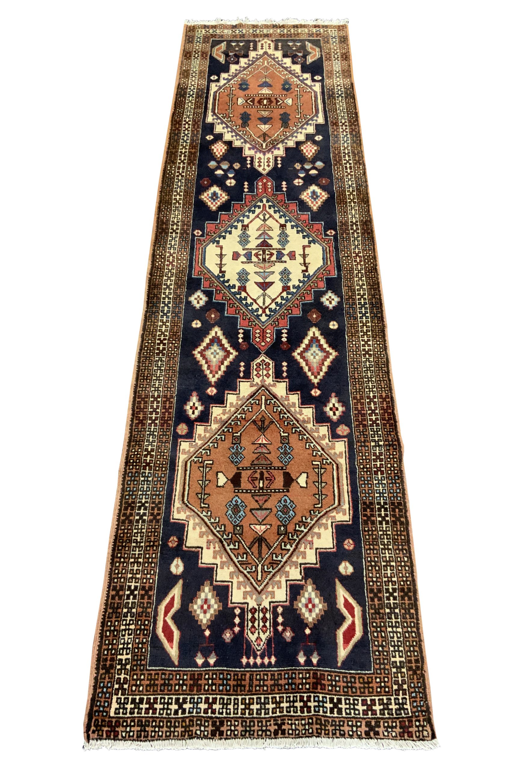 Rug#10612 Persian SMeshkin-Ardebil, Caucasian design, circa1970, wool pile, rare & durable, Persia, size 281x72 cm (1)
