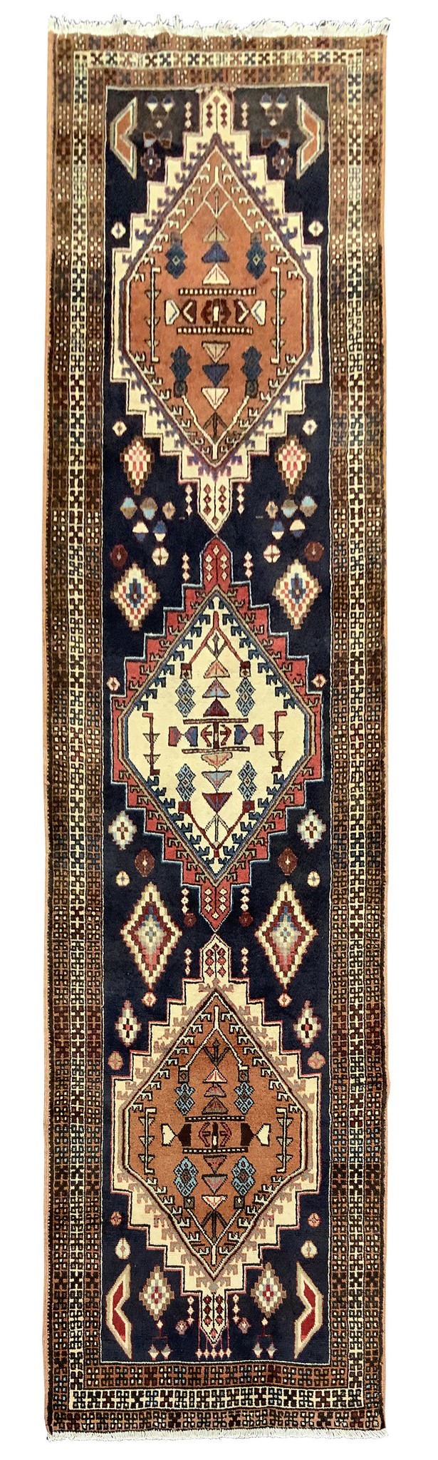 Rug#10612 Persian SMeshkin-Ardebil, Caucasian design, circa1970, wool pile, rare & durable, Persia, size 281x72 cm