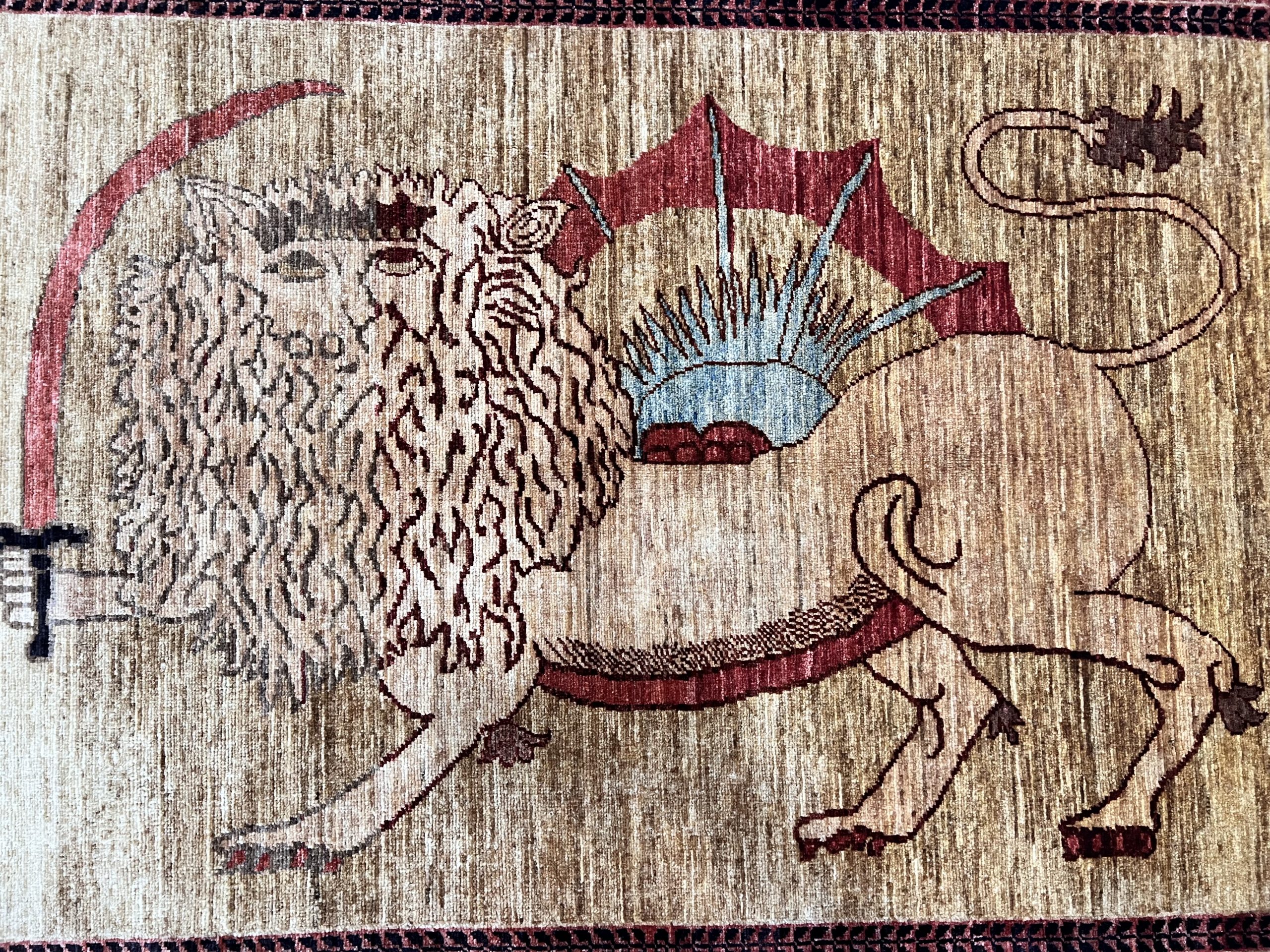 Rug#26542, Afghan Turkaman weave, Lion-Rug, vegetable dyes, size 149x99 cm (4)